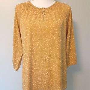 Christopher & Banks Smocked Top Yellow Small